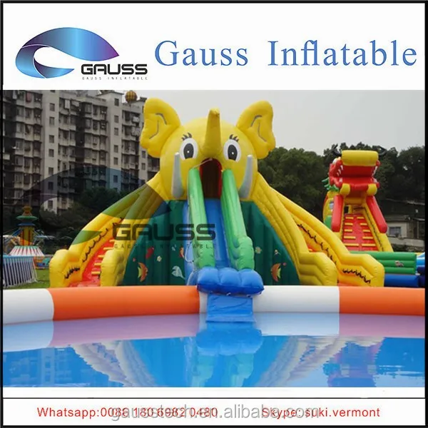 Purple Elephant Inflatable Large Slide With Swimming Pool Buy Purple