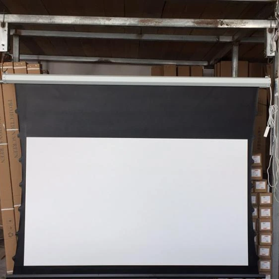

120 inch Motorized Tab Tension project screen 16:9 Home Cinema 3D Electric projector screen, White