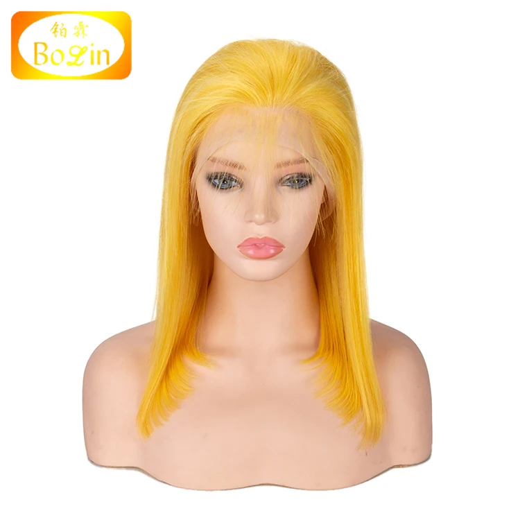 

Brazilian Virgin Human Hair Natural Hair Line Preplucked Yellow Bob Wig