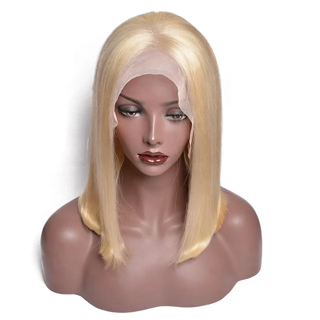613 Blonde Bob Wig 12 Inches  613# Human Hair Bob Lace Frontal Wig With Baby Hair
