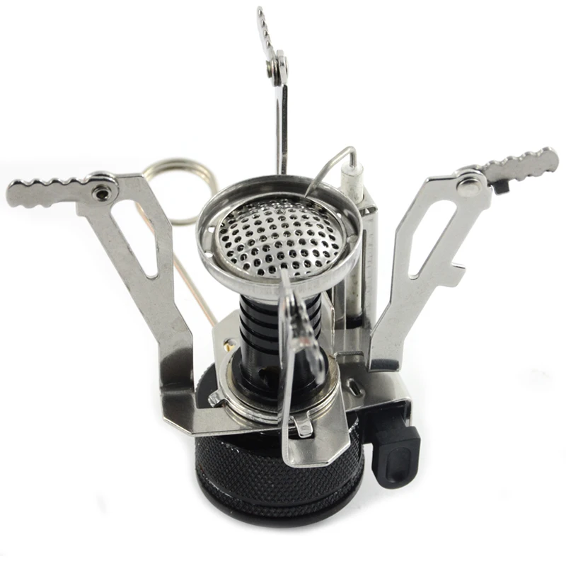 

Portable outdoor camping gas stove with piezo ignition butane gas burner, Orange and silver