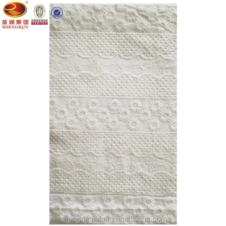 Factory hot sale white TC lace embroidery fabric for garment