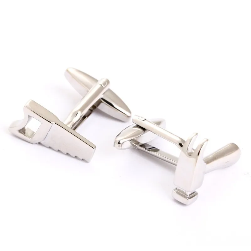 

Metal tool cufflinks set saw and hammer cufflinks