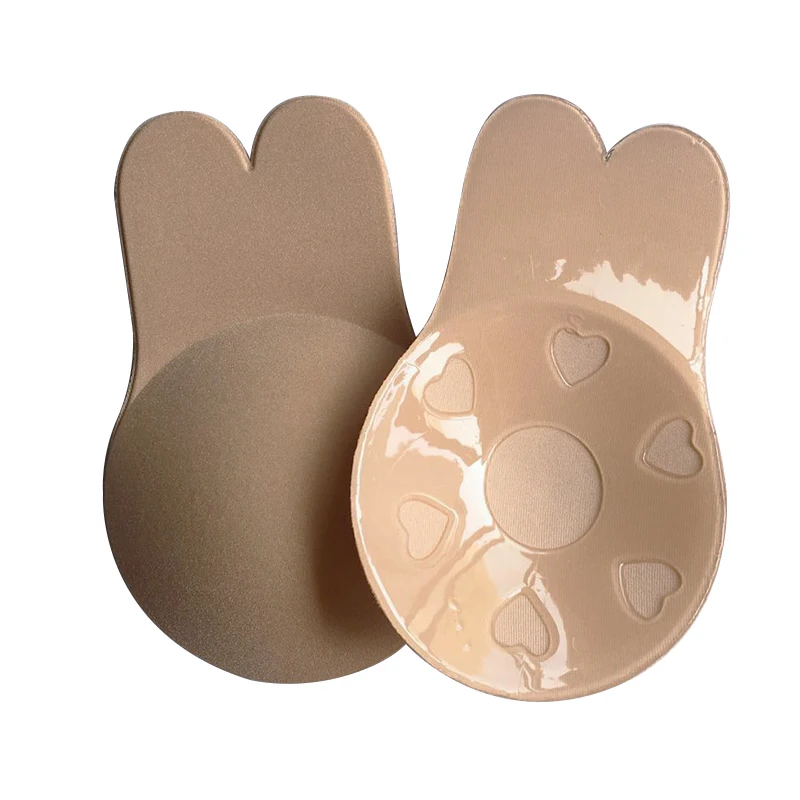 
Reusable Push Up Invisible Nipple Cover Strapless Lift Bra Silicone Rabbit Shape Nipple Sticker 