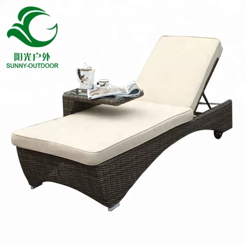 2018 New Style Outdoor Round Rattan Beach Chaise Lounger Chair With 2018 New Style Outdoor Round Rattan Beach Chaise Lounger Chair With Wheels Tea Table