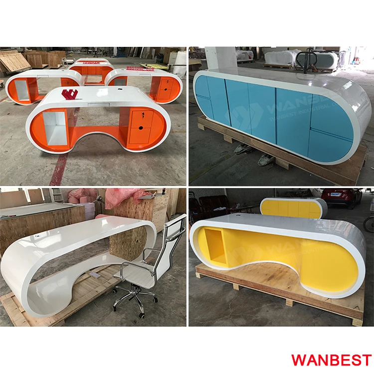 Cheap Acrylic L Shape Office Manager Ceo Writing Desk Home Computer Table Set