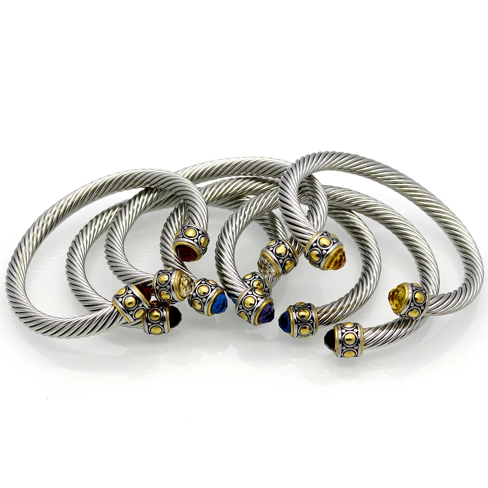 

unisex stainless steel cable wire wrapped cuff bangle bracelet wholesale
