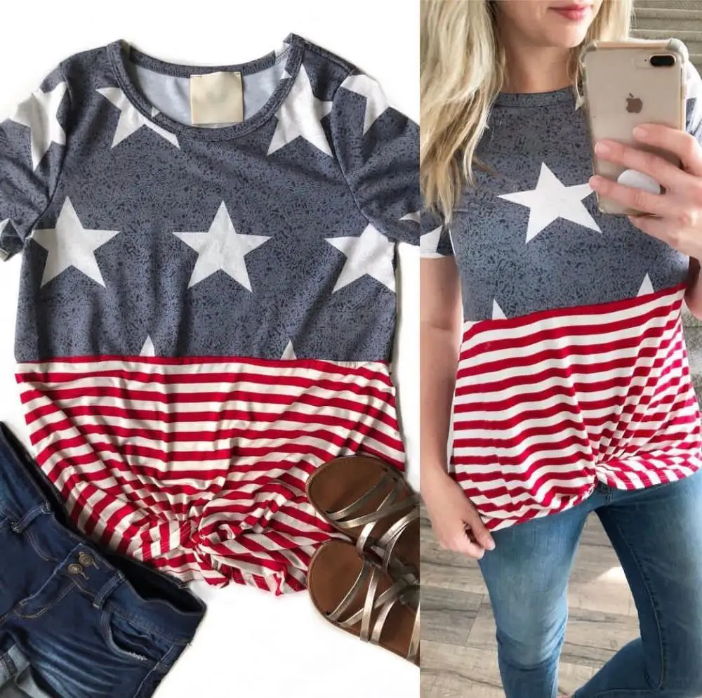 

F81 2019 ladies american flag shirts 4th of july shirts women plus size women clothing