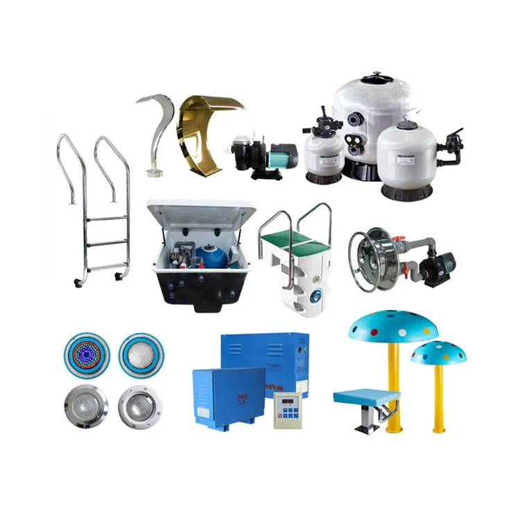 Pool filter, water pumps, lights, cleaner, fittings, ladders for swimming pool