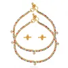 Indian Fashion Jewellery Hotwife Anklets Gold Plated Multi Colour Cz Toe Ring And Payal Design Sets