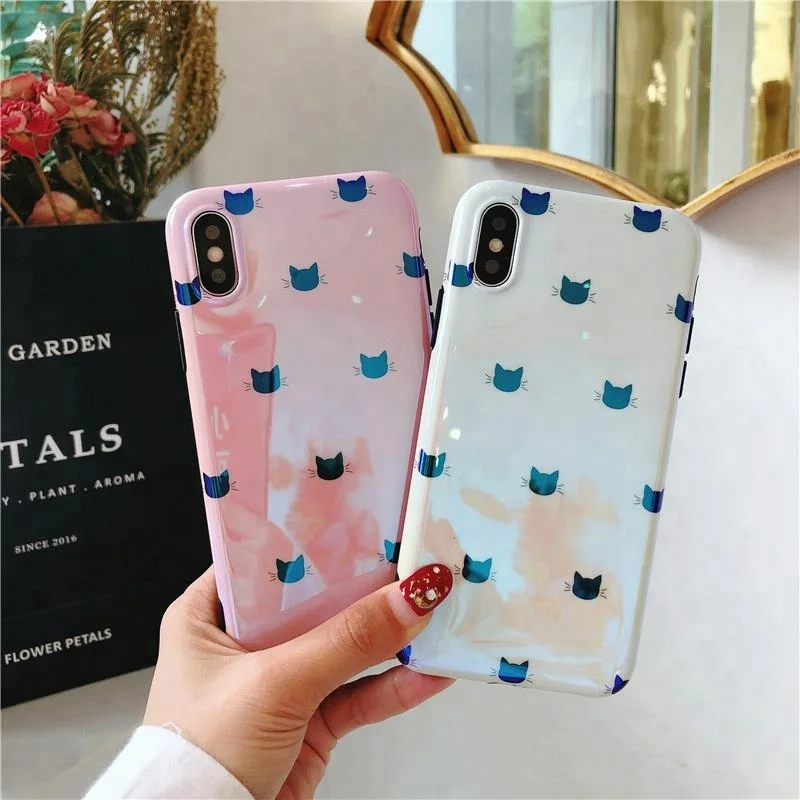 Cute kitty Korean Style Fashion Blu-ray Soft case Cover TPU imd Phone custom Case For iPhone X 8 7 6 Plus