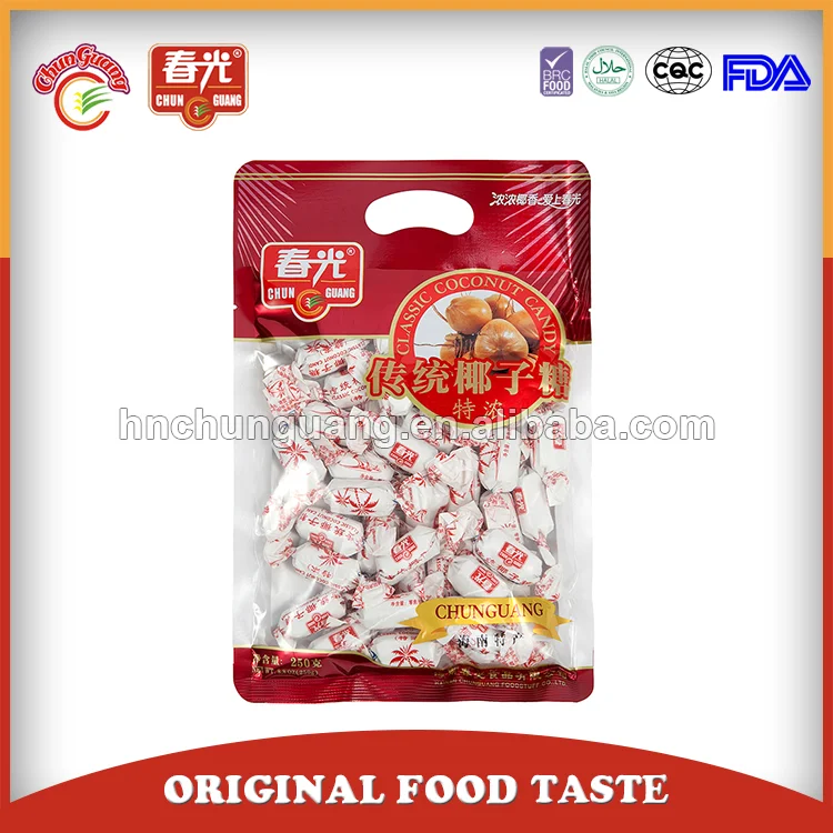 Classic coconut candy, brown color, coconut flavor hard candy
