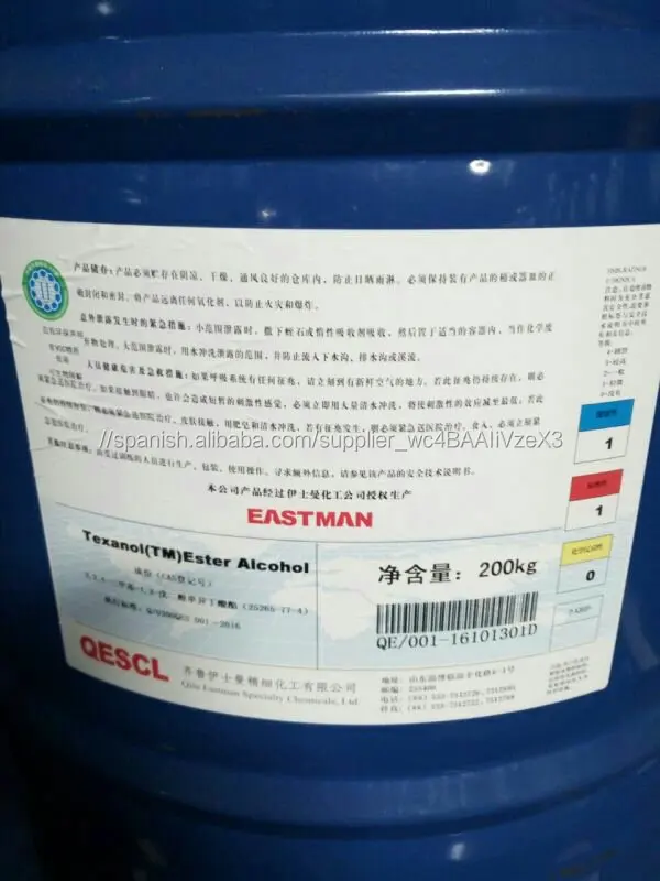 Distribuidores Eastman Texanol Ester Alcohol C12 Alcohol 12 2 2 4 Trimetil 1 3 Pentanodiol Monoisobutirato Intermedios De Material