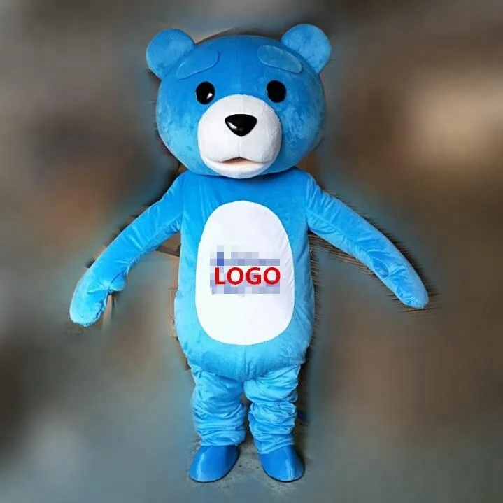 Good Ventilation Life Size Blue Plush Teddy Bear Costume With Clear