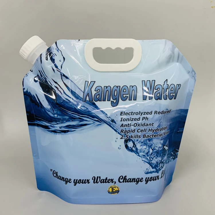 Custom Plastic 5l Spout Pouch Drinking Alkaline Kangen Foldable Water