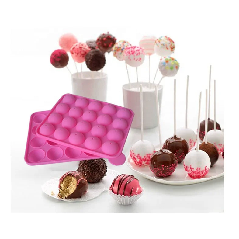 

New Design 3D Round Shaped Chocolate Silicone Lollipop Molds, Pink