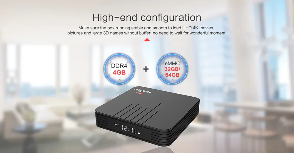 MAGICSEE N5 Max TV Box 4GB RAM+32GB ROM US PLUG Android 8.1 Amlogic S905X2 4GB DDR4 + 32GB / 64GB EMMC 2.4GHz