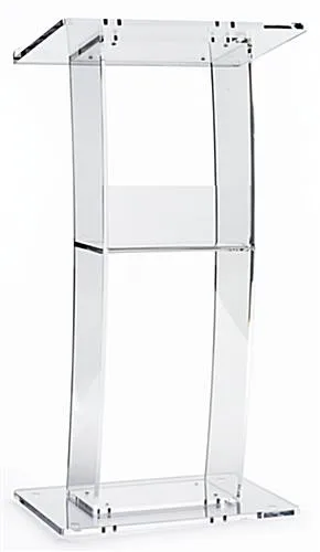 Acrylic Podium Lectern for Floor, Open Back with Shelf, Curved - Clear.jpg