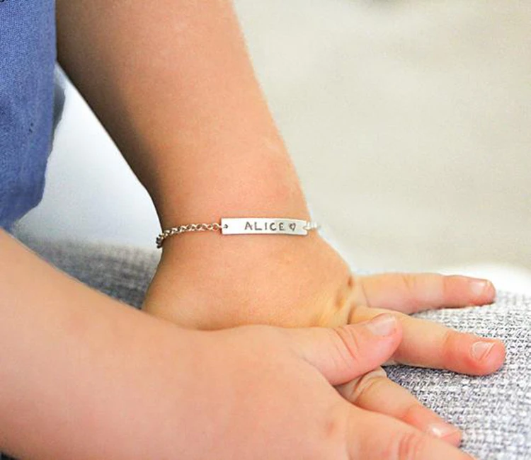 Details about   Personalized Baby unisex ID Bracelet Name Bar Bracelet stainless steel Gift 