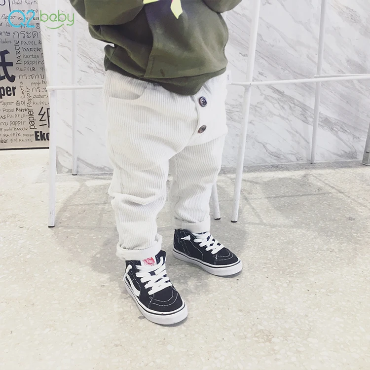 Q2-baby Toddlers Solid Color Trousers Cotton Corduroy Infant Baby Pants