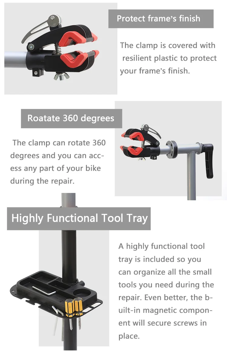 Folding arm bike racks storage stand bicycle repair tool set
