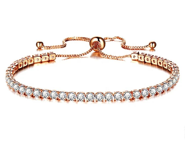 

Adjustable fashion cn diamond tennis bracelet, Blue;purple;green;white;red etc