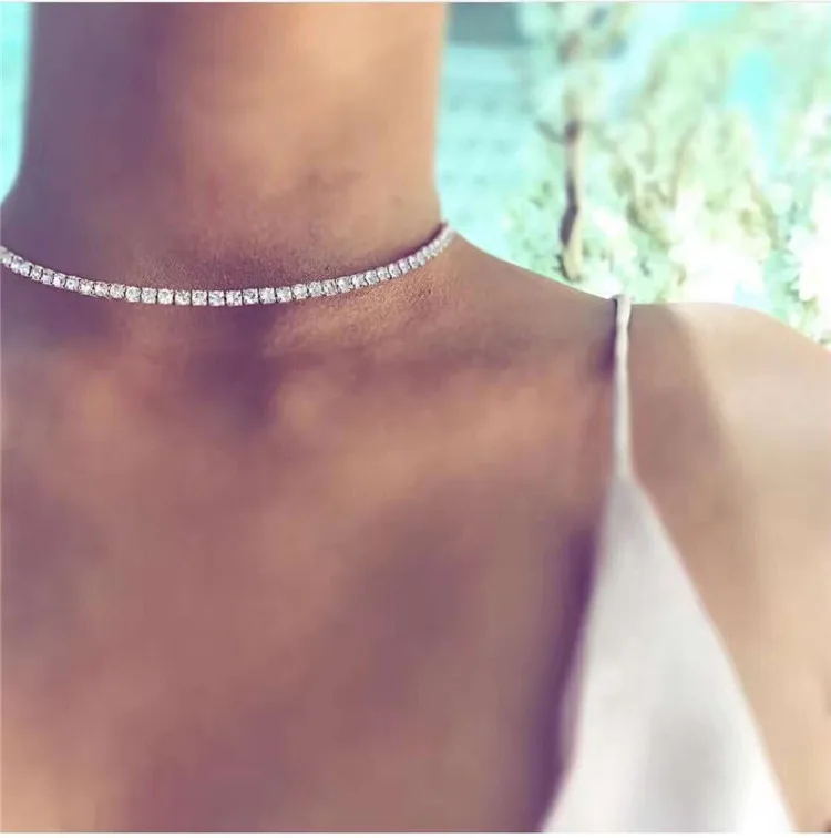

MYLOVE ML385 silver and gold rhinestone chain choker necklace