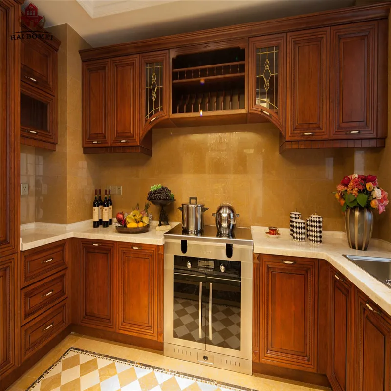 Bomei Beech Wood Kitchen Cabinets Wooden Pantry Cupboard Shake Wooden ...
