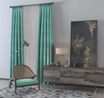 Faux Silk Green Window Curtains And Drapes Contemporary Design