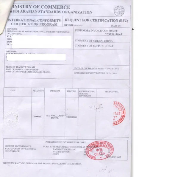 Saso Customs Clearance Certificate Buy Saso Certificate