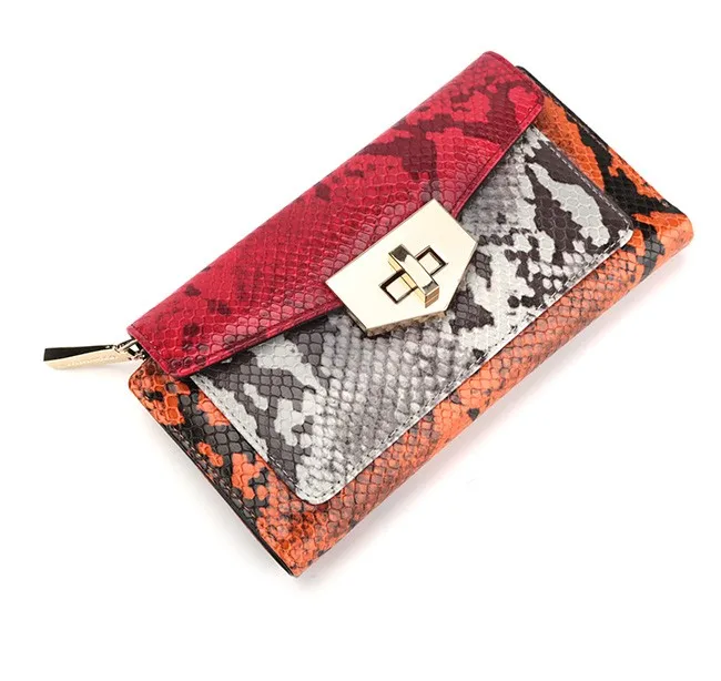 6541-2017 spring & summer style new designs multi-color snake clutch wallets Guangzhou manufacturer