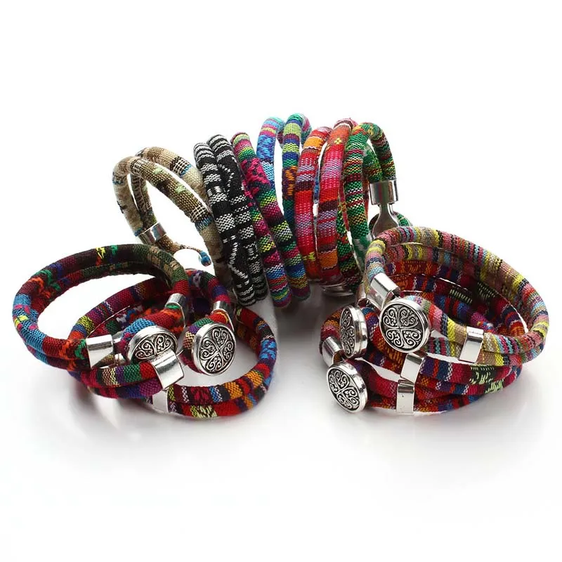 

Cotton Ethnic Fabric Bracelet Leather