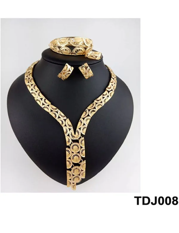 

2016 New Designs Viennois Wholesale Dubai Gold Jewelry Set Stock Available TDJ008, Picture