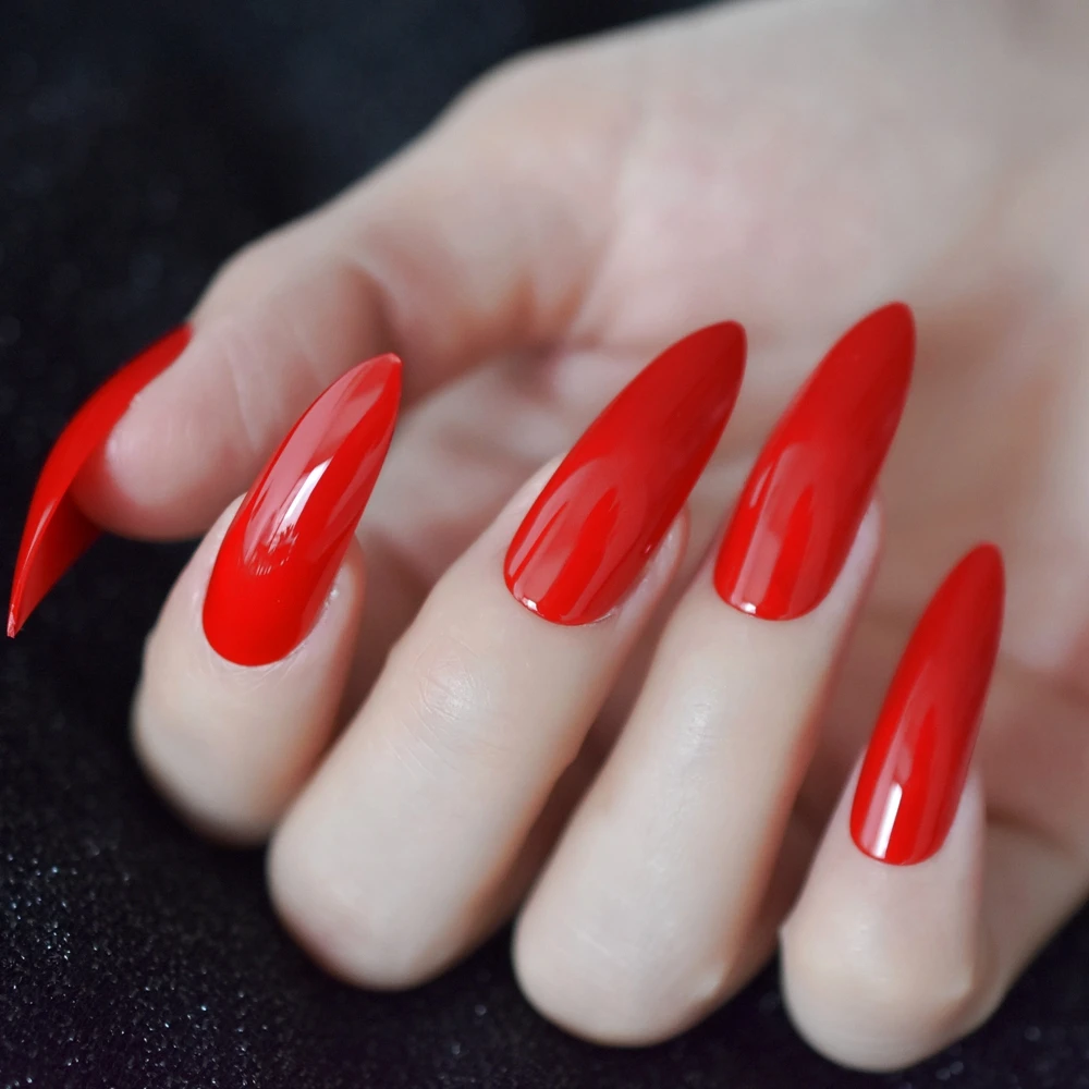 

Classical Chinese Red False Nails Extreme Long Glossy Sugar Nails for Fingers UV Gel DIY Manticure Tips Party Nail