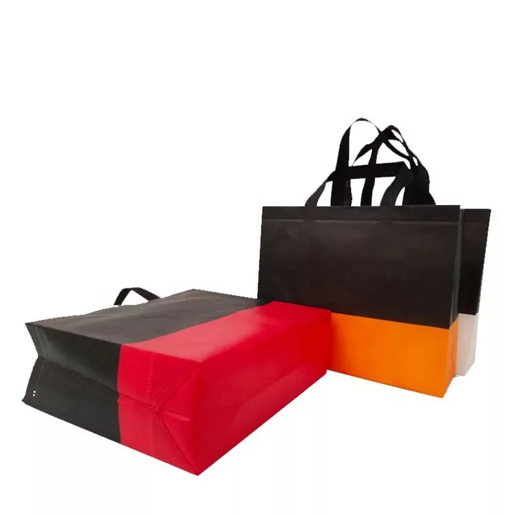 

promotion laminated reusable grocery pp non-woven bags shopping, Black+red/black+white/black+orange