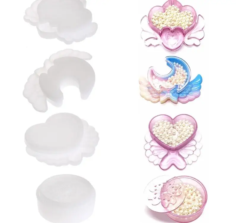 

DIY jewelry Transparent Silicone Mold Storage Box Heart Moon Sakura Crown Shape Jewelry Making DIY Craft