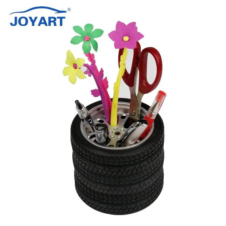Modern creative office gadgets tire shape pen pot holder