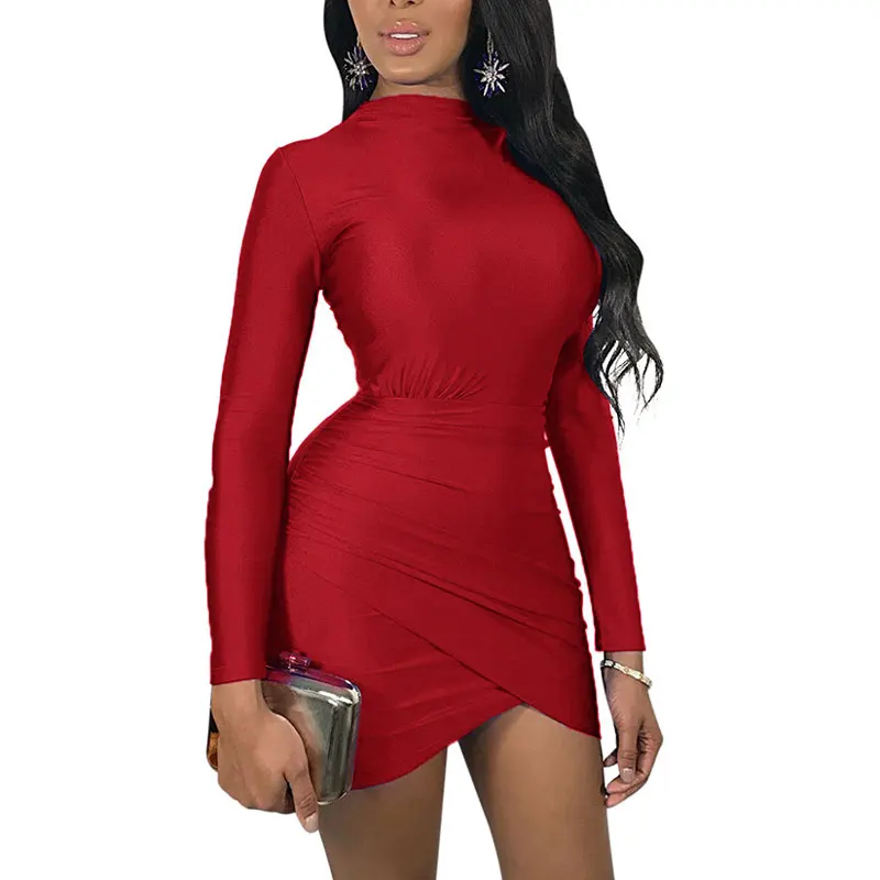 

81129-MX60 4 colors sexy long sleeve mini african dresses women lady