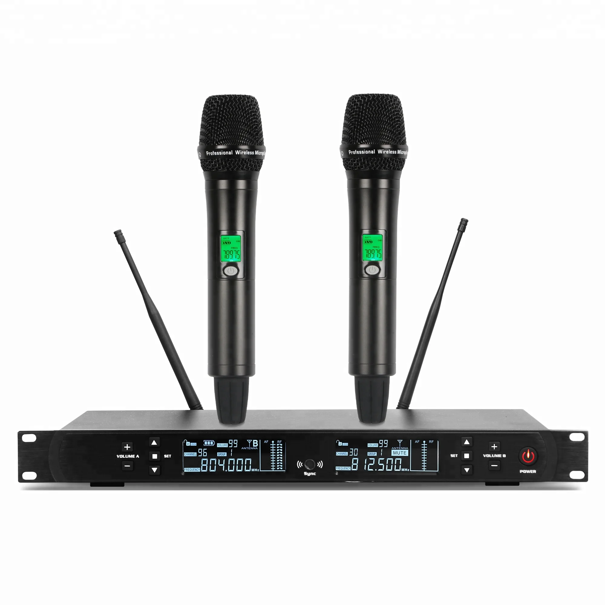 

professional microphone karaoke uhf two handheld style, Black