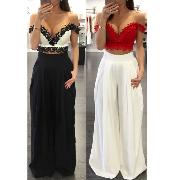 

Ladies Wide Leg Harem Pants With Pockets - Designer Summer Wear Chiffon Crepe Women Trouser A319