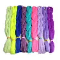 

10pieces/batch 24" 60cm Folded 80grams solid color Lavender Neon Green Blue jumbo braid 100 synthetic braiding hair