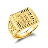saudi gold jewelry copper ring adjustable chinese character good fortune money luck for Men