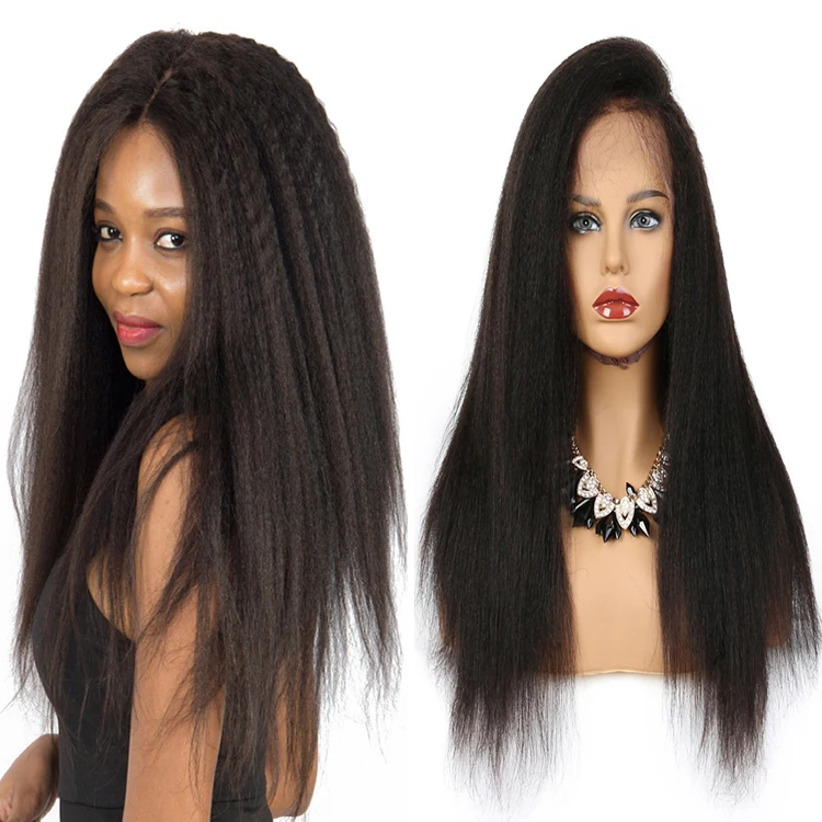 

Kinky Straight Human Hair Wig Peruvian Virgin Hair Full Lace Wigs