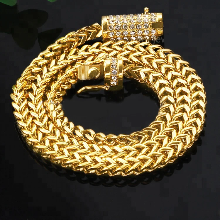 

Wholesale fashion jewelry stainless steel franco 24kt new gold chain design for men