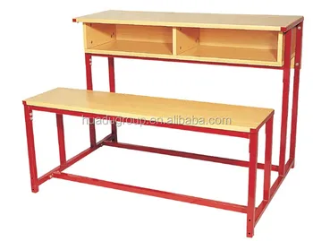 Combined Double School Desk And School Chair School Furniture For
