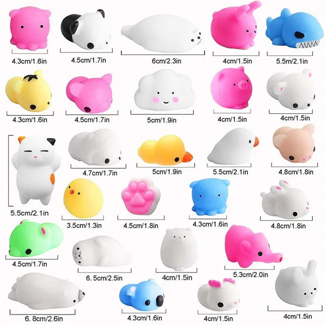 40 Pack Kawaii Mochi Animals Squishies Squeeze Stress Toys Mini Soft ...