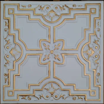 Pl16 Faux Tin White Gold Cameo Drop In Ceiling Tile Restaurant