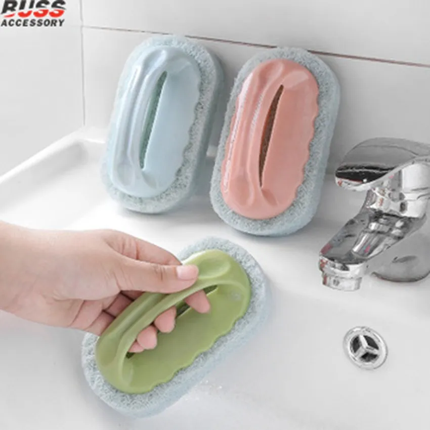 

D129 Kitchen Bathroom Tools Strong decontamination Handle Sponge Dish Washing cleaning brush