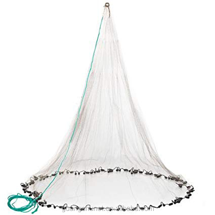 

China high quality casting net fish fishing cast nets cast net, White and blue
