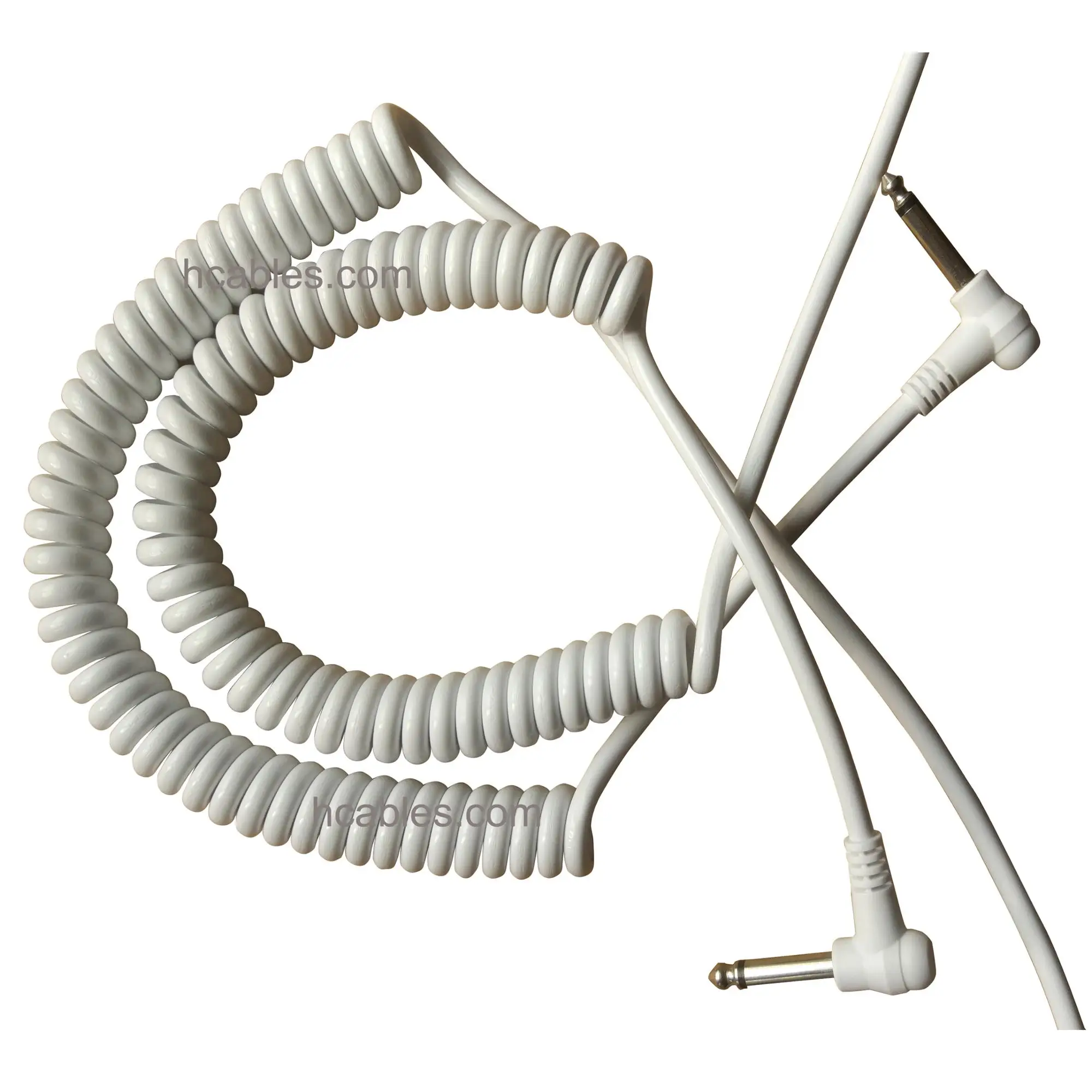 1/4" Male Mono Jack 90 Degree Angle Cord Microphone Coiled Cable Spiral